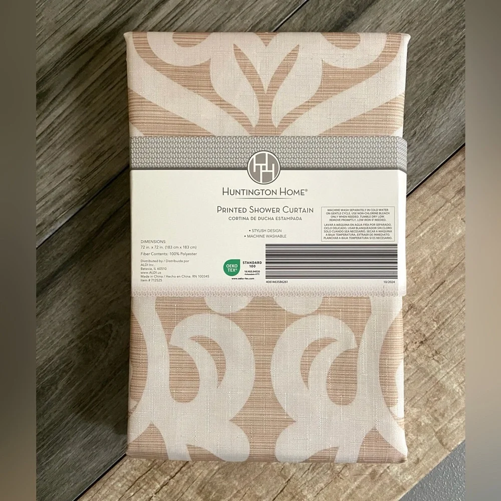 Huntington Home Tan and White Shower Curtain